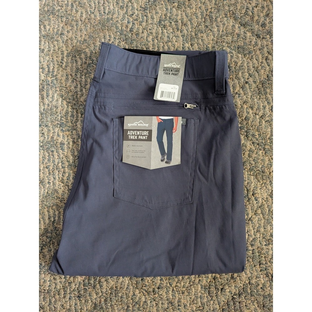 Eddie Bauer Adventure Trek Pant Mens 38x34 Blue Gray Water Resistant Hiking